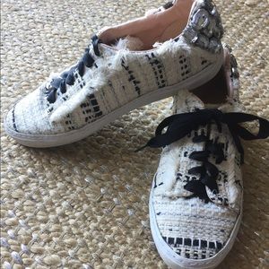 ZARA Tweed Jeweled Sneakers